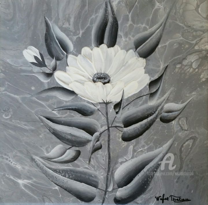 Peinture intitulée "Floral 13" par Wafae Tbatou, Œuvre d'art originale, Acrylique Monté sur Châssis en bois