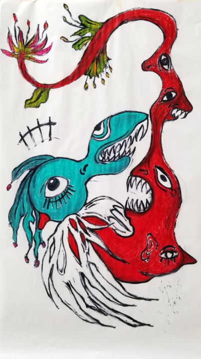 Dibujo titulada "Color Monster" por Yuk Wa Yu, Obra de arte original, Acrílico