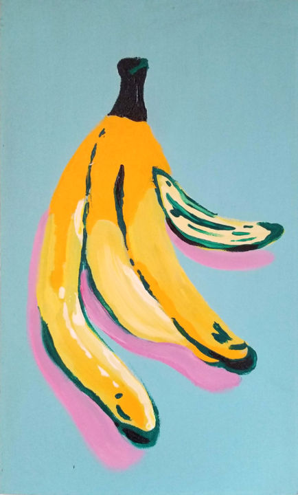 Painting titled "Banana - Blue" by Yuk Wa Yu, Original Artwork, Acrylic