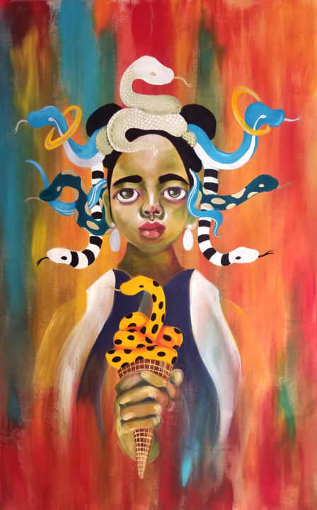 Peinture intitulée "Medusa" par Yuk Wa Yu, Œuvre d'art originale, Acrylique