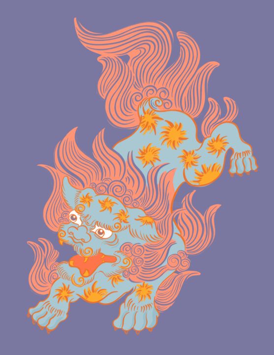 Arts numériques intitulée "Pink fire Lion" par Yuk Wa Yu, Œuvre d'art originale, Peinture numérique