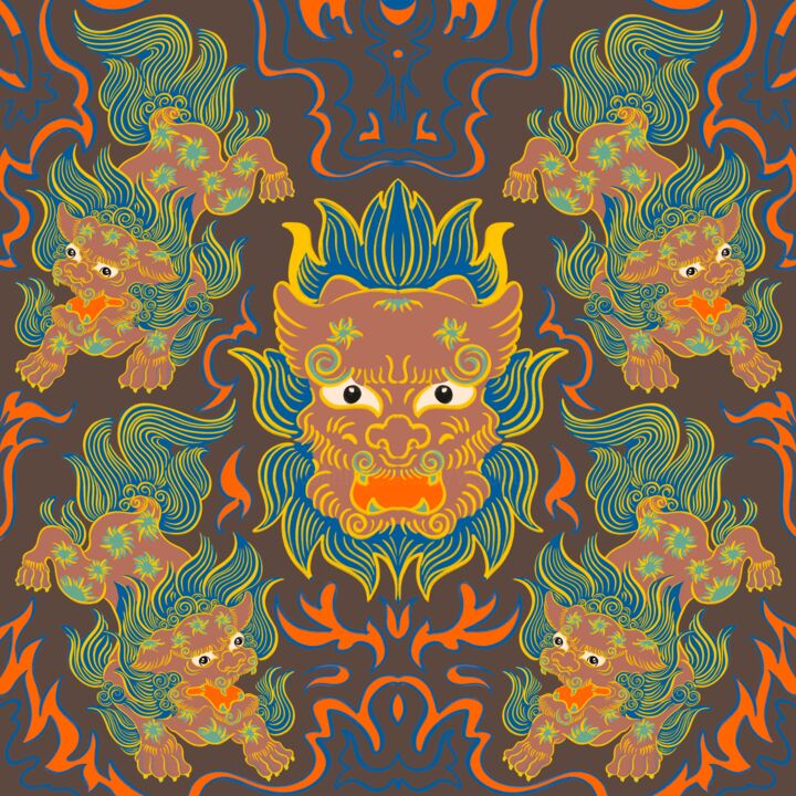 "Lion fire brown" başlıklı Dijital Sanat Yuk Wa Yu tarafından, Orijinal sanat, Dijital Resim