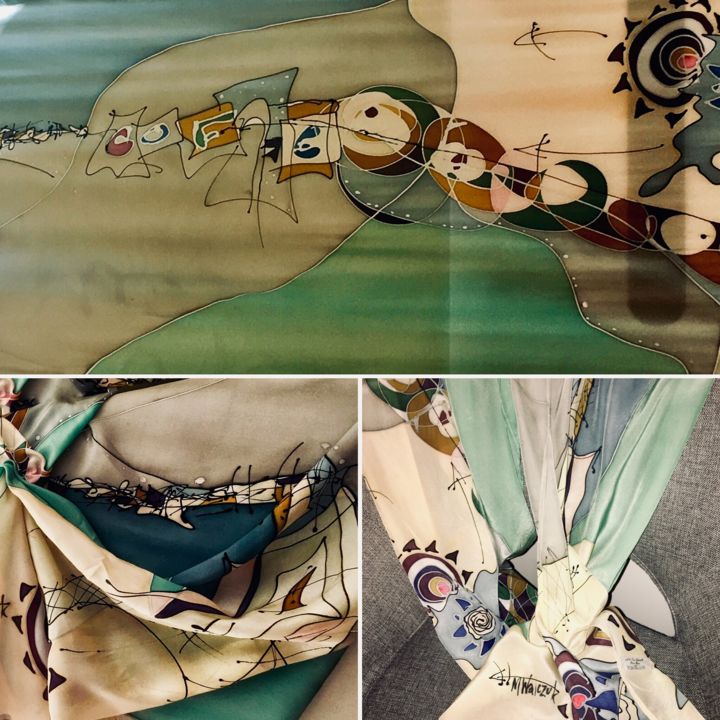 Arte tessile intitolato "100% silk shawl" da Marzena Walczuk, Opera d'arte originale, Tessuto
