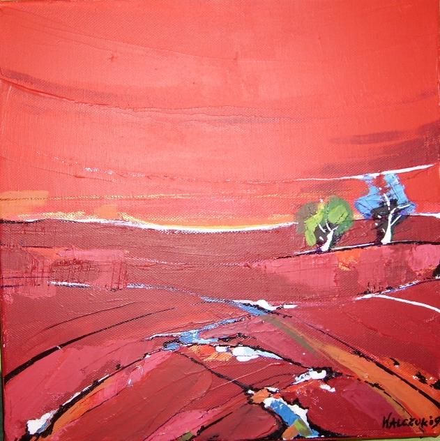 Peinture intitulée "in red II" par Marzena Walczuk, Œuvre d'art originale