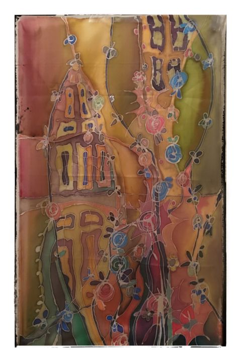 Textile Art με τίτλο "100% silk painting…" από Marzena Walczuk, Αυθεντικά έργα τέχνης, Άλλος