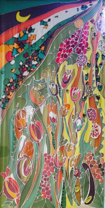 Textielkunst getiteld "100% silk painting…" door Marzena Walczuk, Origineel Kunstwerk, Anders