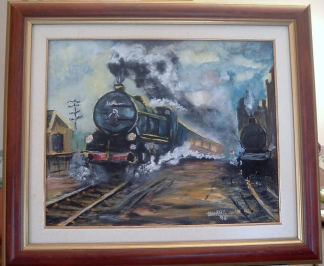 Schilderij getiteld "le train" door Walibur55, Origineel Kunstwerk