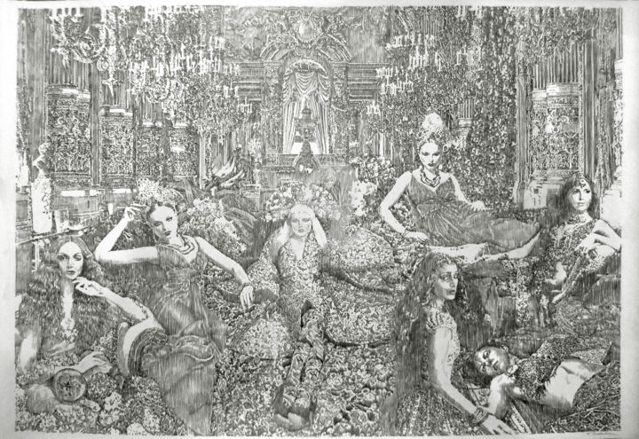 Drawing titled "Miroir mon beau mir…" by Walid Lemkecher, Original Artwork, Pencil