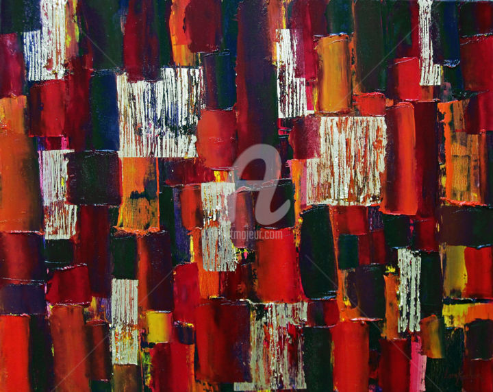 Pintura titulada "Rouges bruns" por Walid Lemkecher, Obra de arte original, Oleo