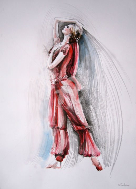 Zeichnungen mit dem Titel "Ballet La Bayadère…" von Walid Lemkecher, Original-Kunstwerk, Andere