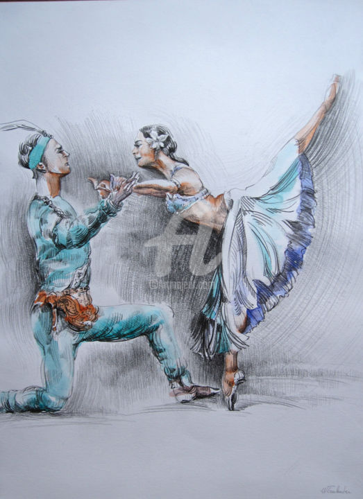 Drawing titled "Ballet La Bayadère…" by Walid Lemkecher, Original Artwork, Other