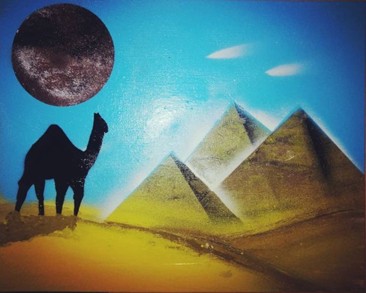Peinture intitulée "Pyramides" par Monsterart, Œuvre d'art originale, Acrylique