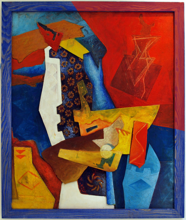 Pittura intitolato "poupée kachina 03" da Walid Helali, Opera d'arte originale, Olio