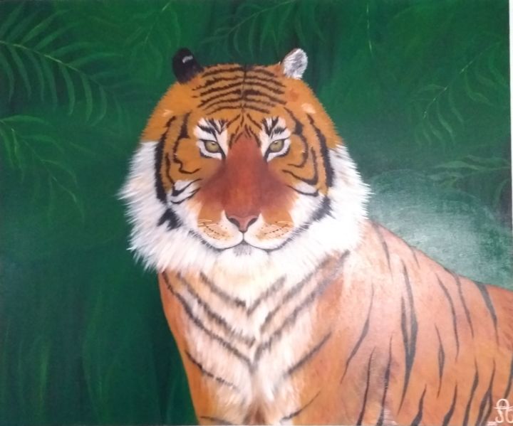 Painting titled "tigre.jpg" by Anissa Chaabane, Original Artwork, Oil