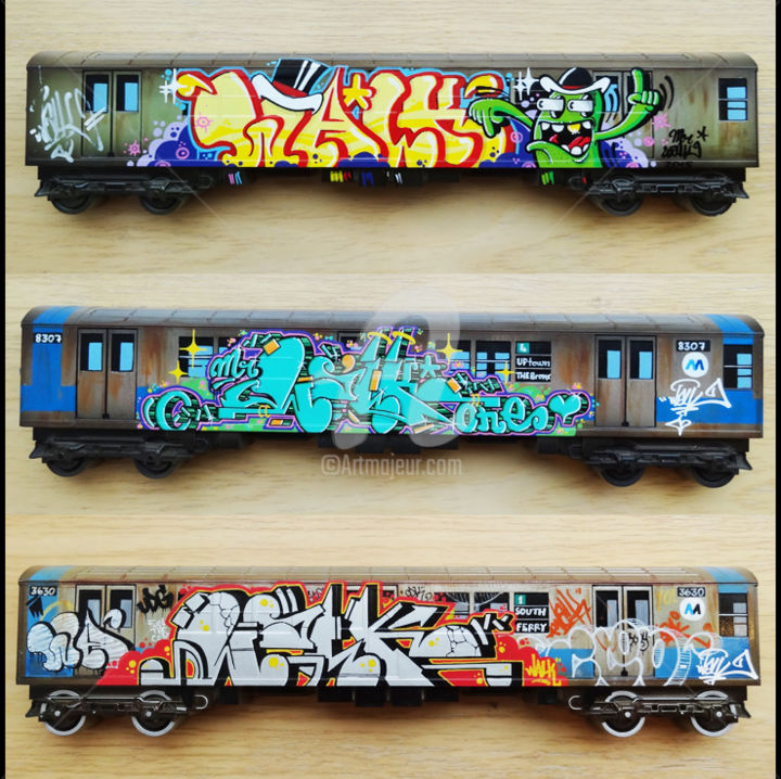 Картина под названием "Custom métro nyc" - Mr Walk, Подлинное произведение искусства, Акрил