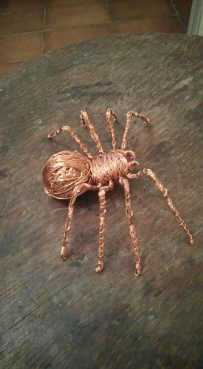 Sculpture titled "Aranha de fio de co…" by Wallace Carlos Bjj, Original Artwork, Wire