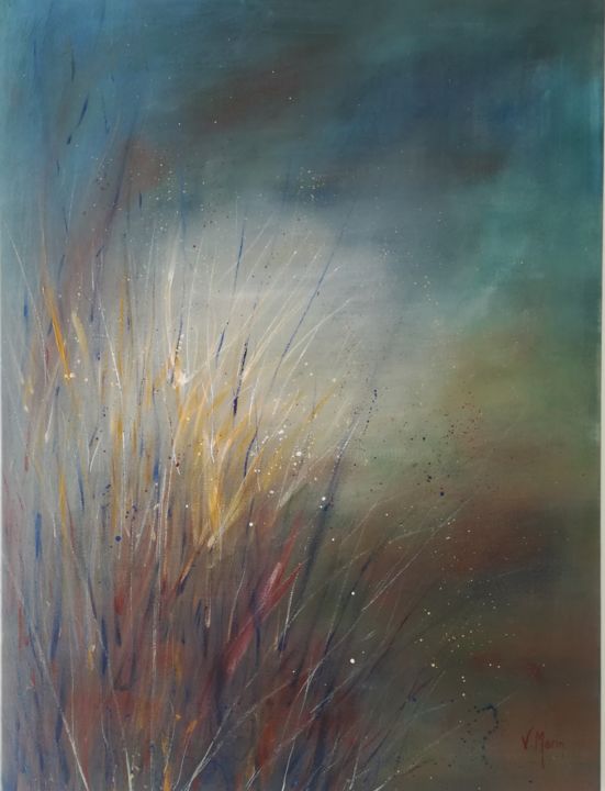 Schilderij getiteld "Herbes" door Valérie Morin, Origineel Kunstwerk, Acryl