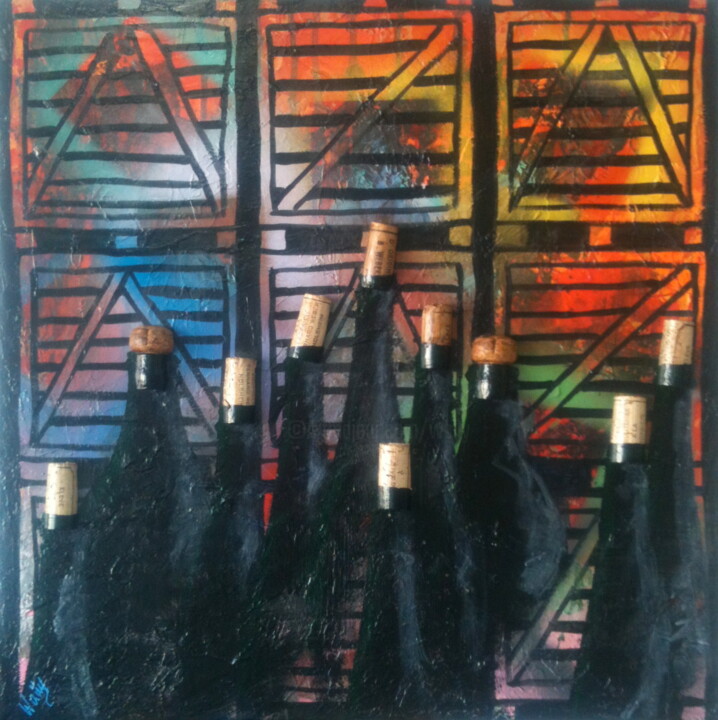 Painting titled "2013_02_03 bouchons…" by Wally, Original Artwork, Acrylic