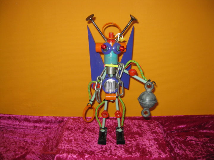 Scultura intitolato "Robot   collection" da Gilles Bellagamba, Opera d'arte originale, Metalli