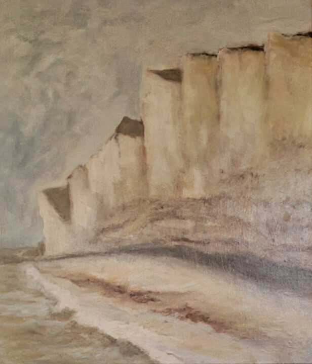 Painting titled "Cliffs" by Walstra, Original Artwork, Acrylic Mounted on Wood Stretcher frame