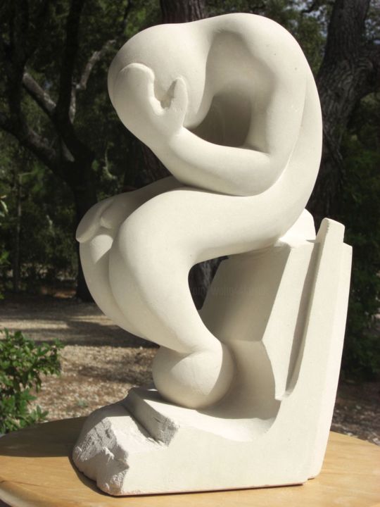 Sculpture titled "Pose-Question (1)" by Walter Kuschniersch, Original Artwork, Stone