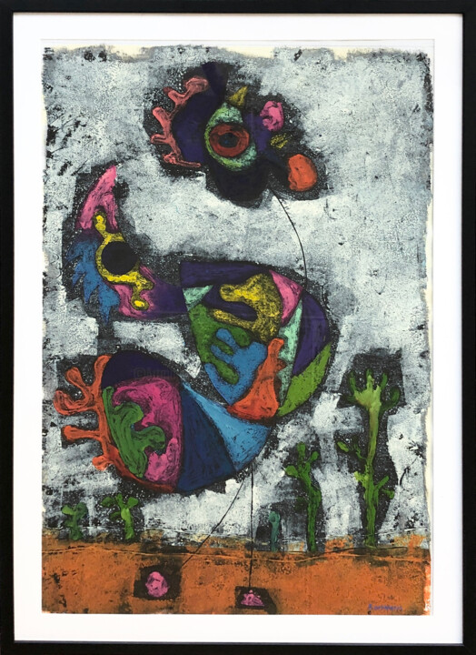 Painting titled "Sans titre" by Walter Barrientos, Original Artwork, Acrylic Mounted on Wood Stretcher frame