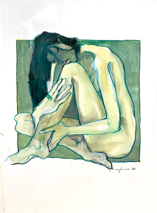 Malerei mit dem Titel "Bild 21023" von Walter Diem, Original-Kunstwerk, Aquarell