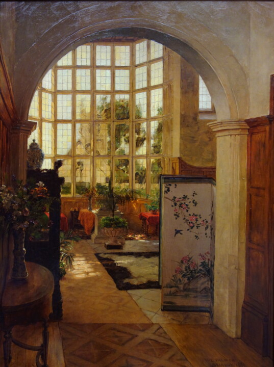 Pittura intitolato "Intérieur de Stanway" da Walter Launt Palmer, Opera d'arte originale, Olio