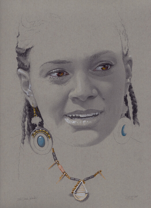 Dessin intitulée ""Sona Jobarteh (23:…" par Walter Roos, Œuvre d'art originale, Crayon