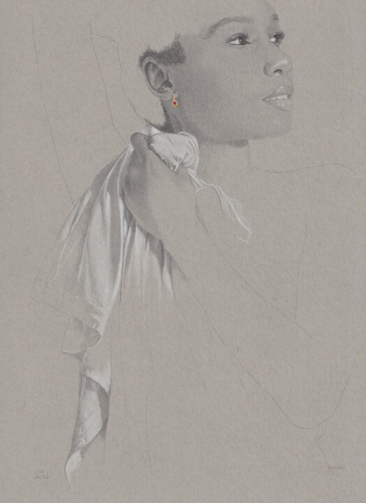 Drawing titled ""Das Tuch (22:16)"" by Walter Roos, Original Artwork, Pencil
