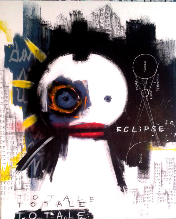 Painting titled "Eclipse totale" by Walter Sené, Original Artwork, Acrylic