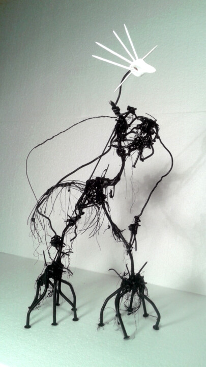 Sculpture intitulée "Madame Bêtaclock" par Walter Sené, Œuvre d'art originale, Acier inoxydable
