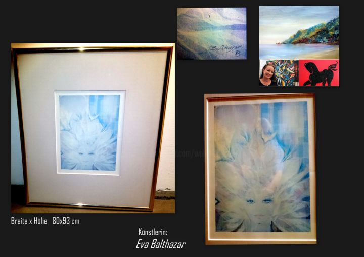 Painting titled "Das Gesicht" by Walter Küpper, Original Art, Watercolor Mounted on Other rigid panel