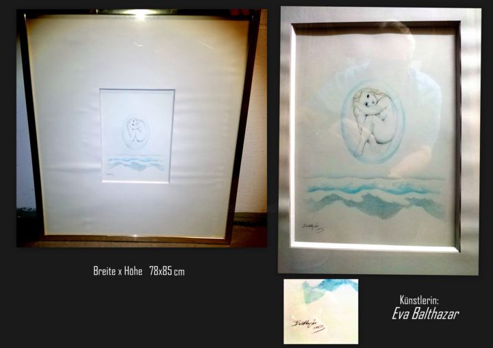 Painting titled "Das Ei" by Walter Küpper, Original Art, Watercolor Mounted on Other rigid panel