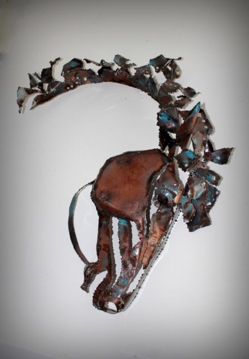 Sculpture intitulée "cheval grec" par Wam, Œuvre d'art originale, Métaux