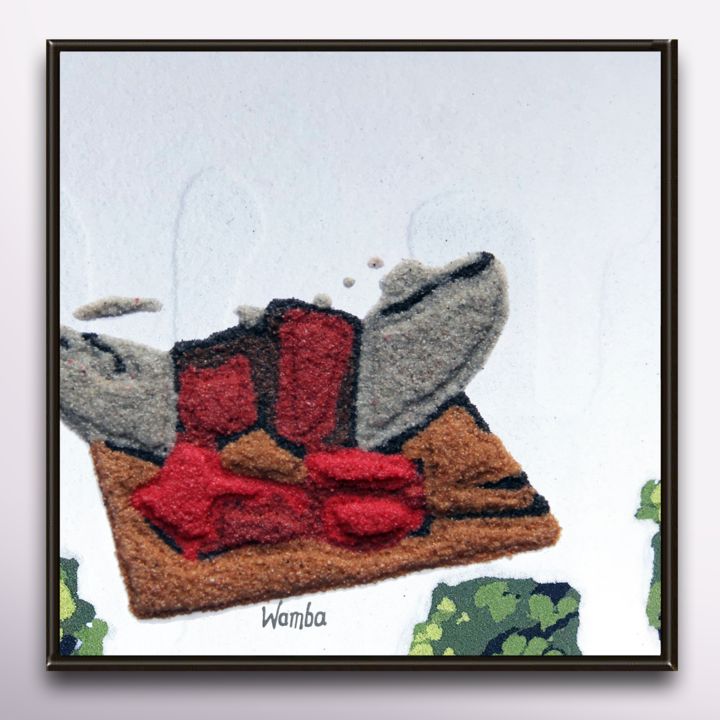 Peinture intitulée "viande-séchée" par Fabrice Wamba, Œuvre d'art originale, Sable
