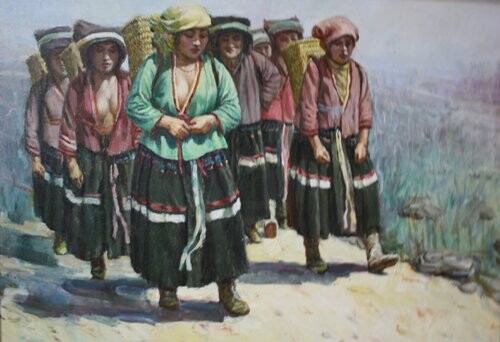 Peinture intitulée "LA MARCHE DANS LA M…" par Wancheng Liang, Œuvre d'art originale