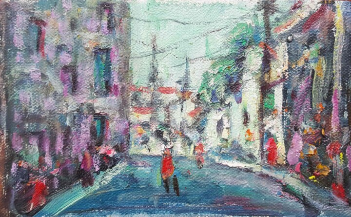 Painting titled "Paris 巴黎" by Wancheng Liang, Original Artwork, Oil