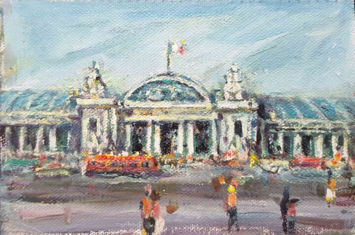 Painting titled "Le Grand Palais 巴黎大…" by Wancheng Liang, Original Artwork, Oil