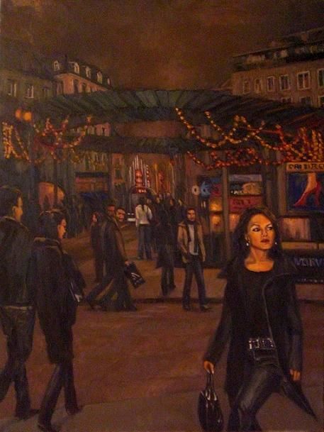 Painting titled "Strasbourg Tram" by Wanchuan Kesler, Original Artwork, Oil