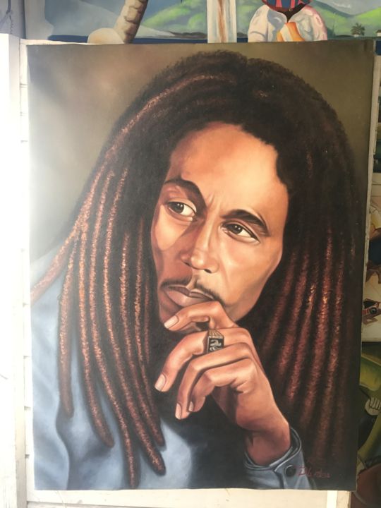 Painting titled "Bob Marley" by Wilfried Deakins, Original Artwork, Acrylic