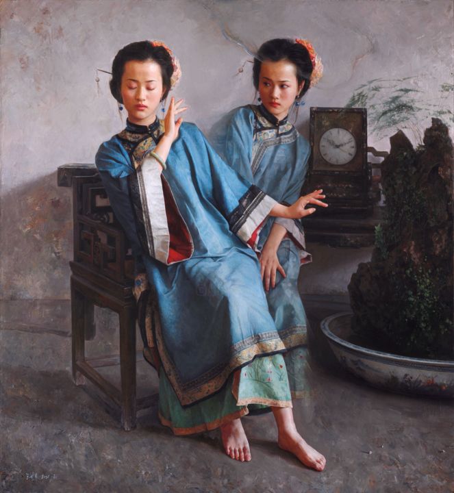 "Wen Zhu （frail banb…" başlıklı Baskıresim Mingyue Wang 王明月 tarafından, Orijinal sanat, Lake