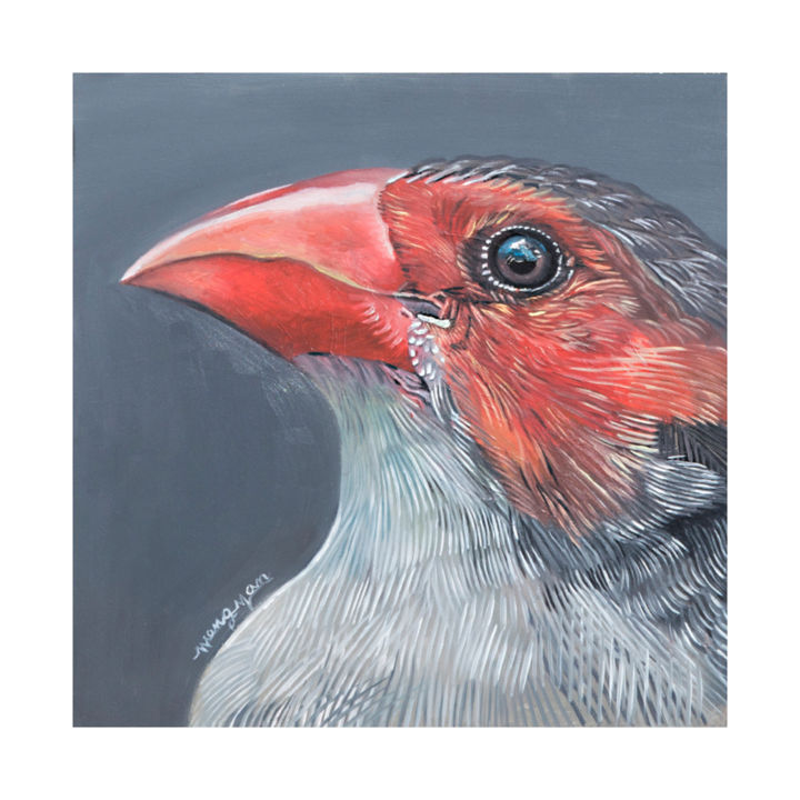 Painting titled "Bird" by Yan Wang, Original Art, Oil