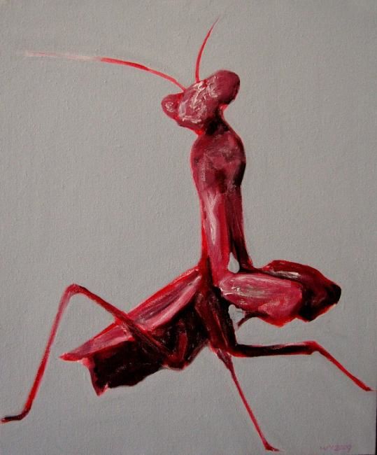 Painting titled "mantis07-16" by Wangyong, Original Artwork, Oil