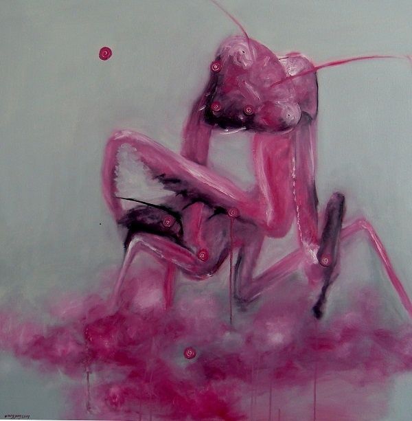 Painting titled "mantis07-19" by Wangyong, Original Artwork, Oil