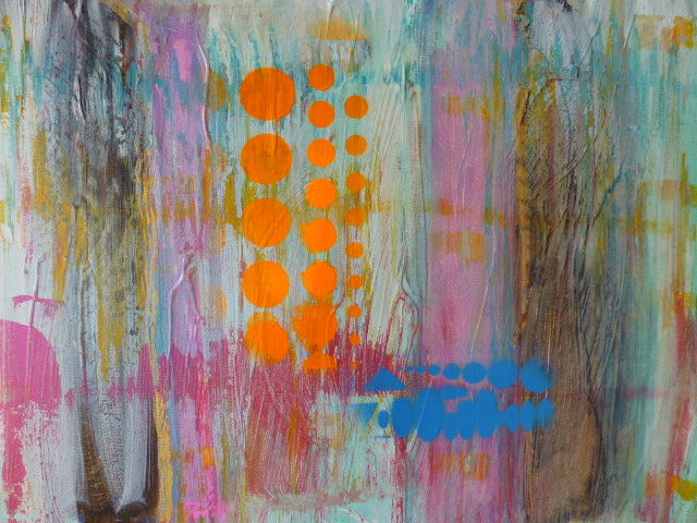 Painting titled "Spots orange" by Michaile, Original Artwork, Acrylic