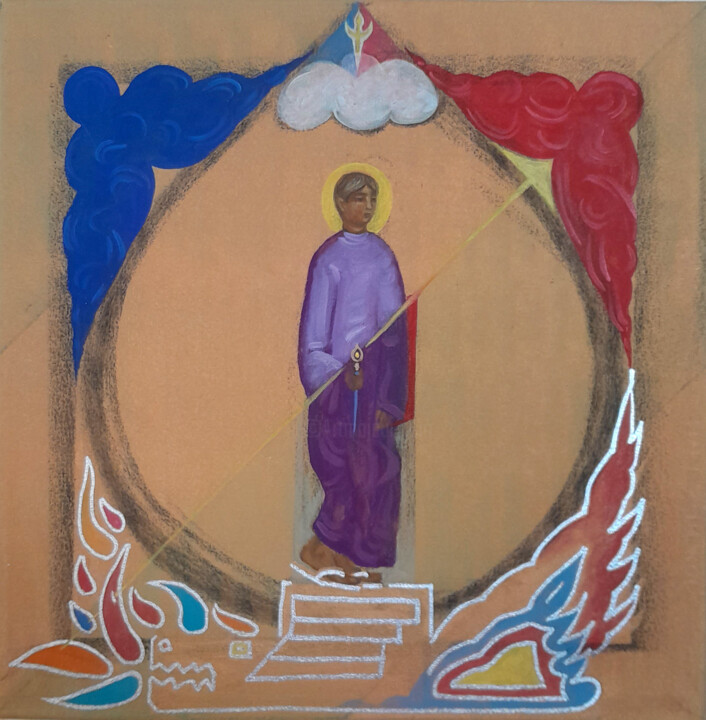 Painting titled "Holy artist 2" by Wanja, Original Artwork, Acrylic Mounted on Wood Stretcher frame