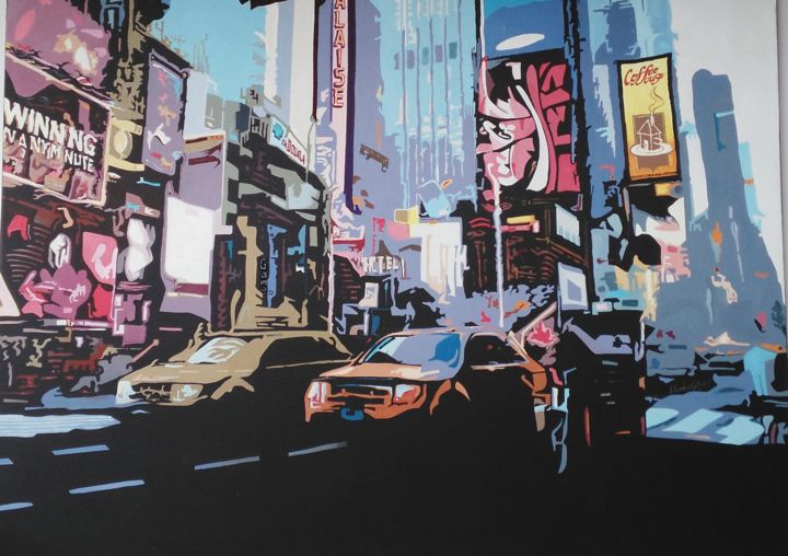 Painting titled "Akwa town" by Wankocubart, Original Artwork, Acrylic