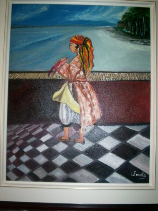 Painting titled "la terasse" by Fatima Warda, Original Artwork