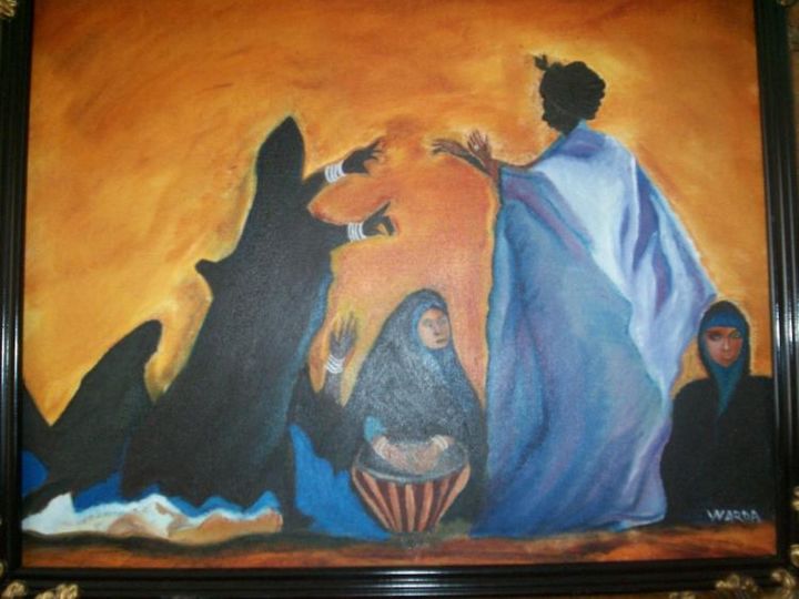 Painting titled "la danse "guedra"" by Fatima Warda, Original Artwork